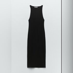NWT Zara Ribbed Tank Dress | Midi Racerback | Black| Small